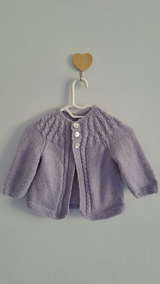 Pretty Lilac Knit with Shell Buttons No Label 0-3 Months