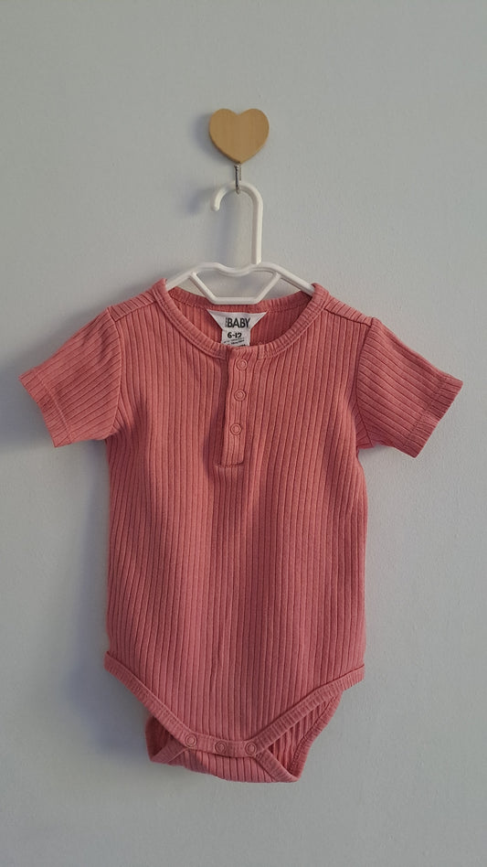 Pink Ribbed Bodysuit Cotton On 6-12 Months