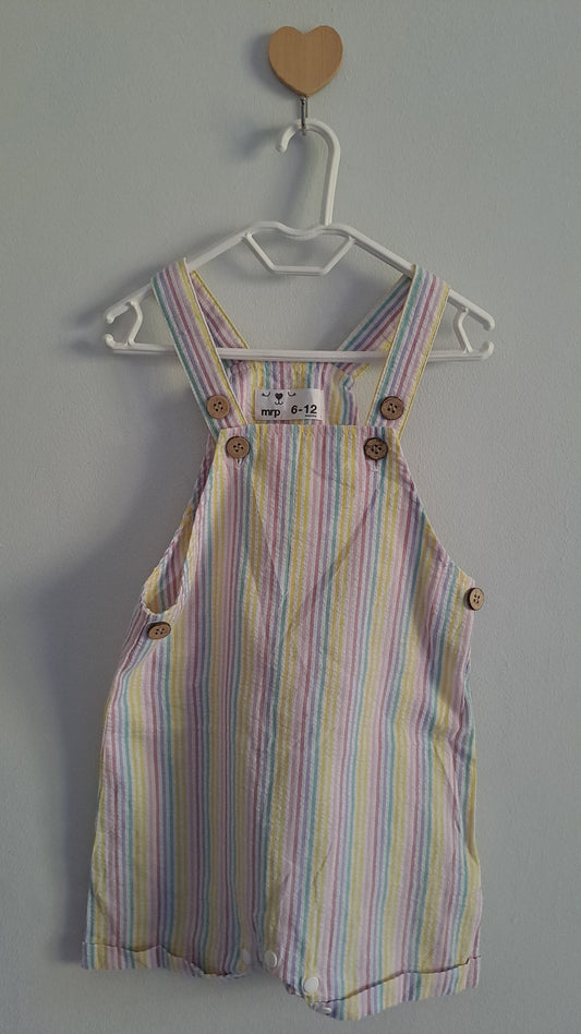 Pastel Candy Stripe Dungarees Mr Price Wooden Buttons 6-12 Months