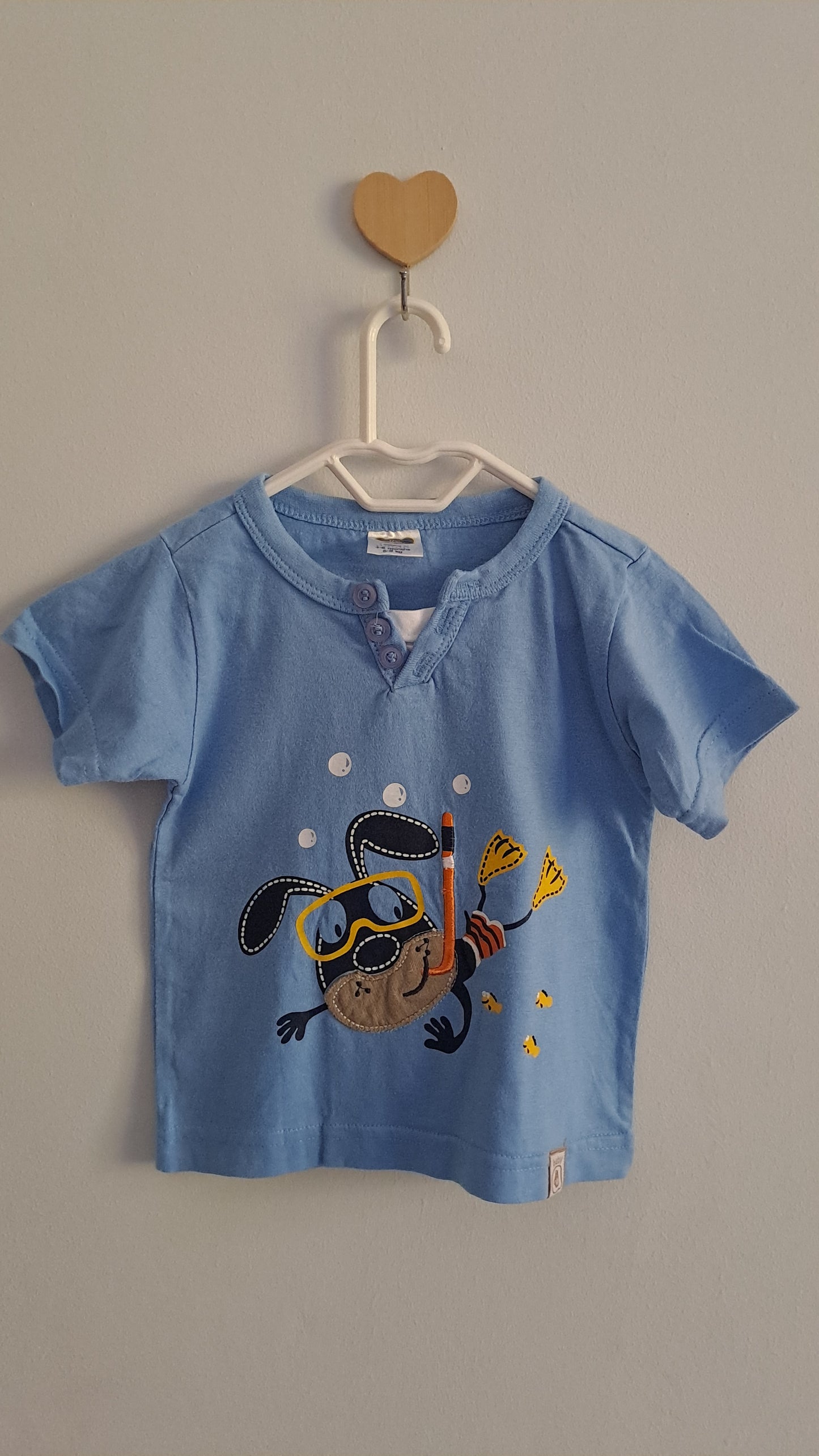 Short Sleeve T-Shirt With Dog Snorkeling Ackermans 3-6 Months