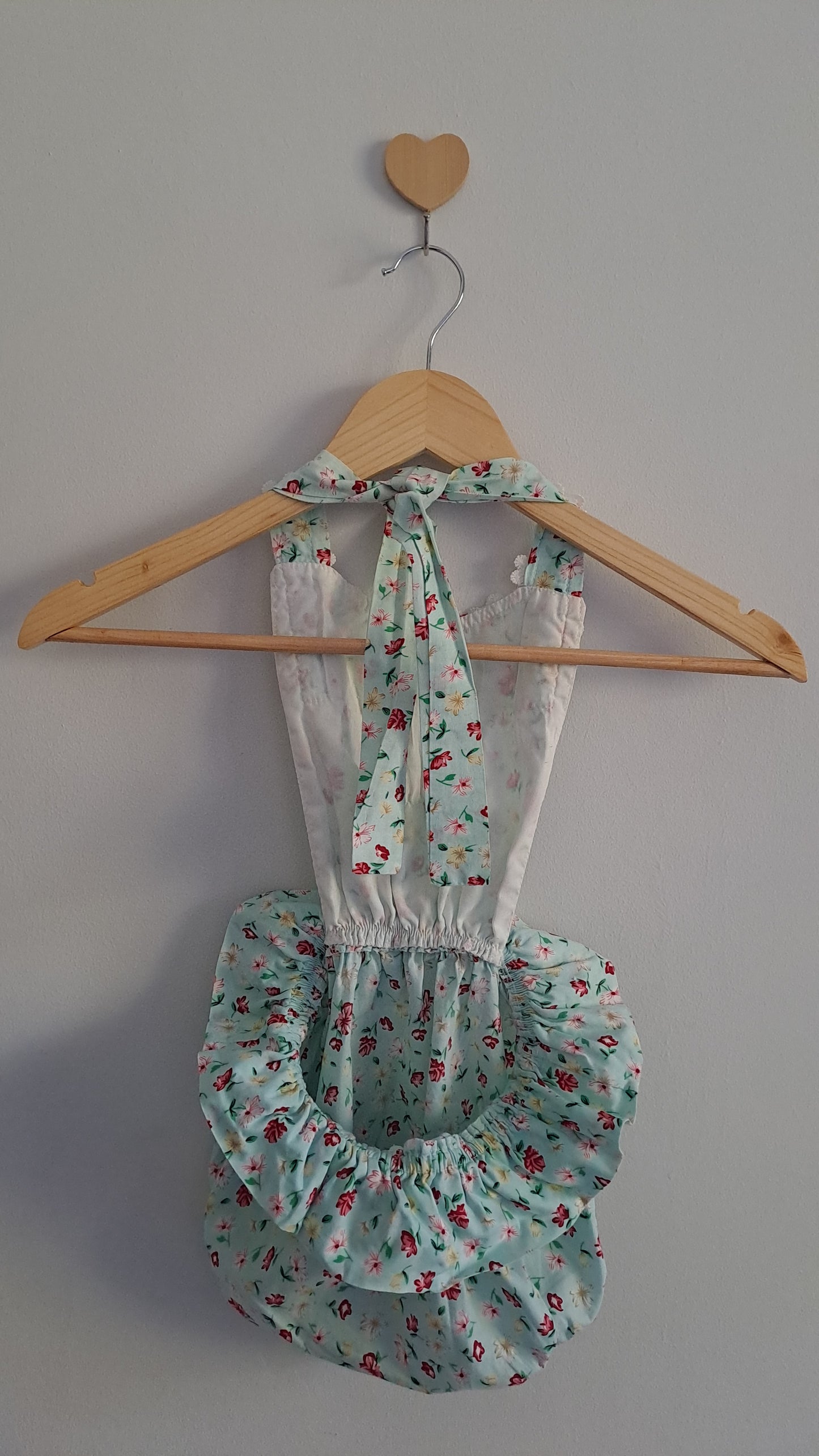 Sunsuit With Vintage Floral Pattern And Lace No Label 6-12 Months