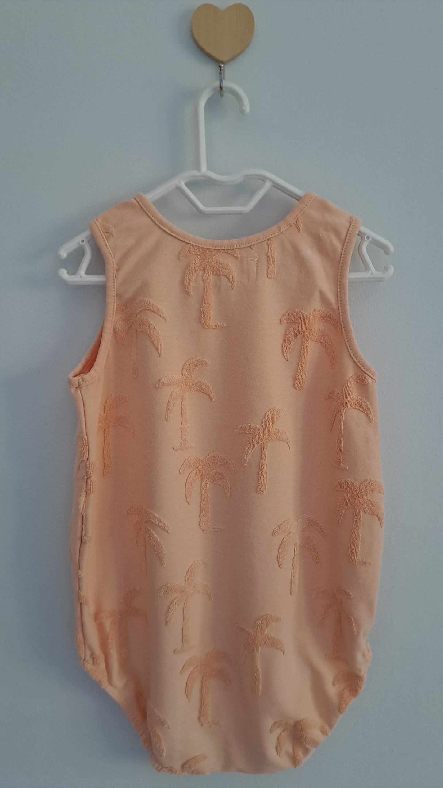 Peach Zara Bodysuit Embossed Palm Trees 12-18 Months