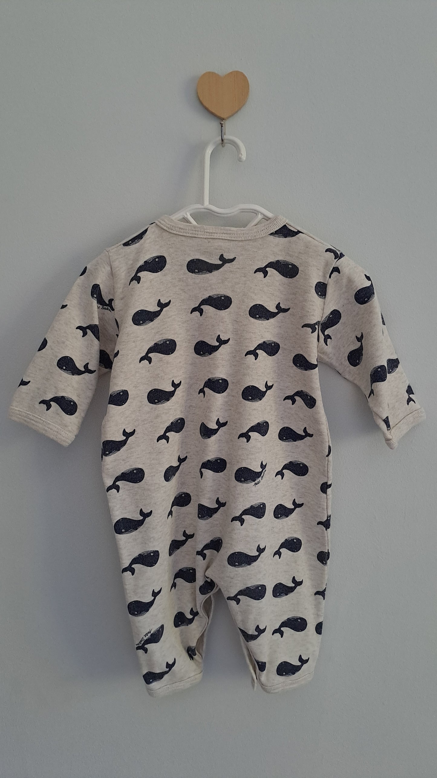 Petit Bateau Whale Print Sleepsuit 0-3 Months