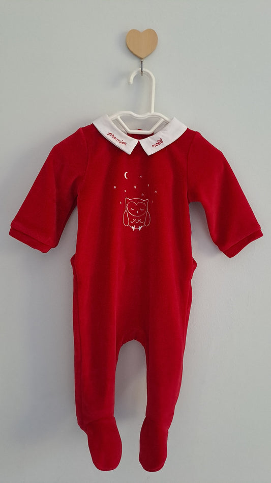 Jacadi Paris Baby Velour Holiday Pajamas 0-3 Months