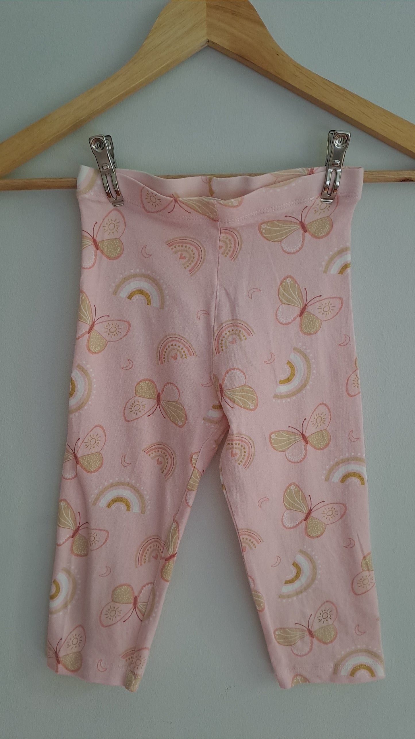 Girls Printed Leggings – Pink Butterflies & Rainbows (Age 6-7)