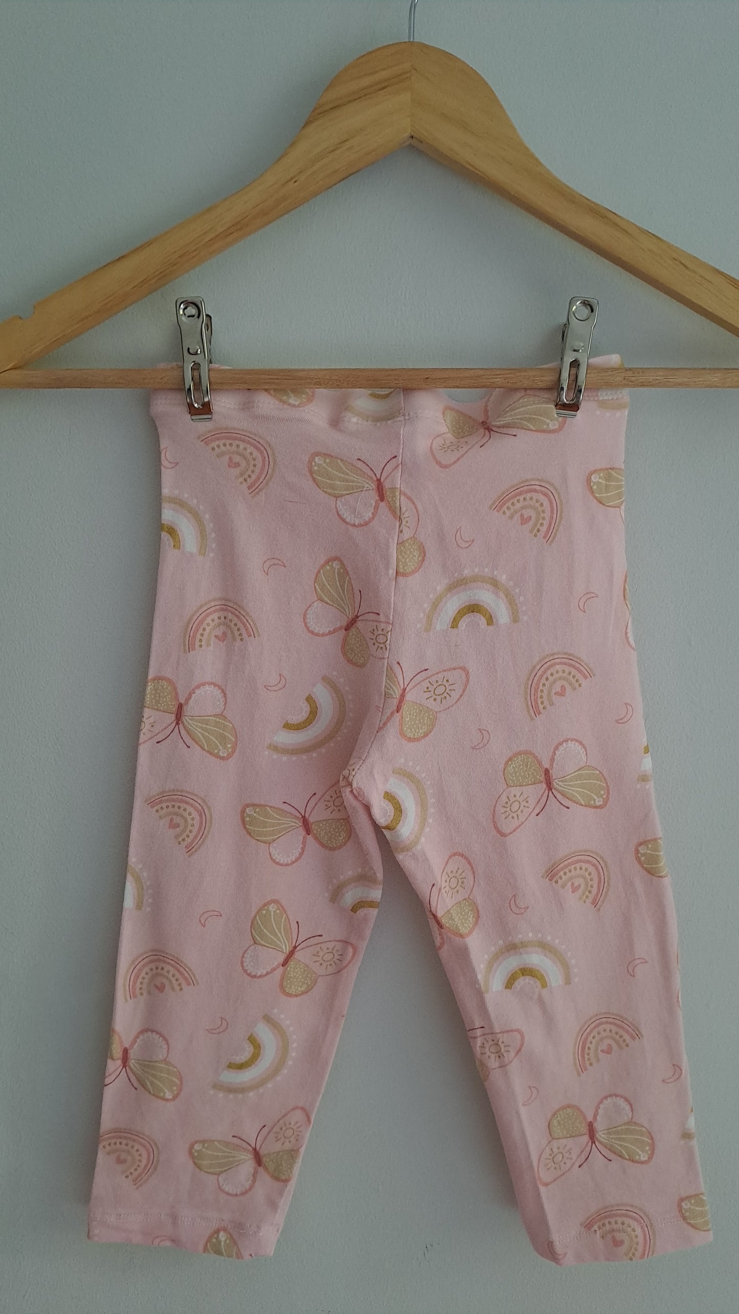 Girls Printed Leggings – Pink Butterflies & Rainbows (Age 6-7)