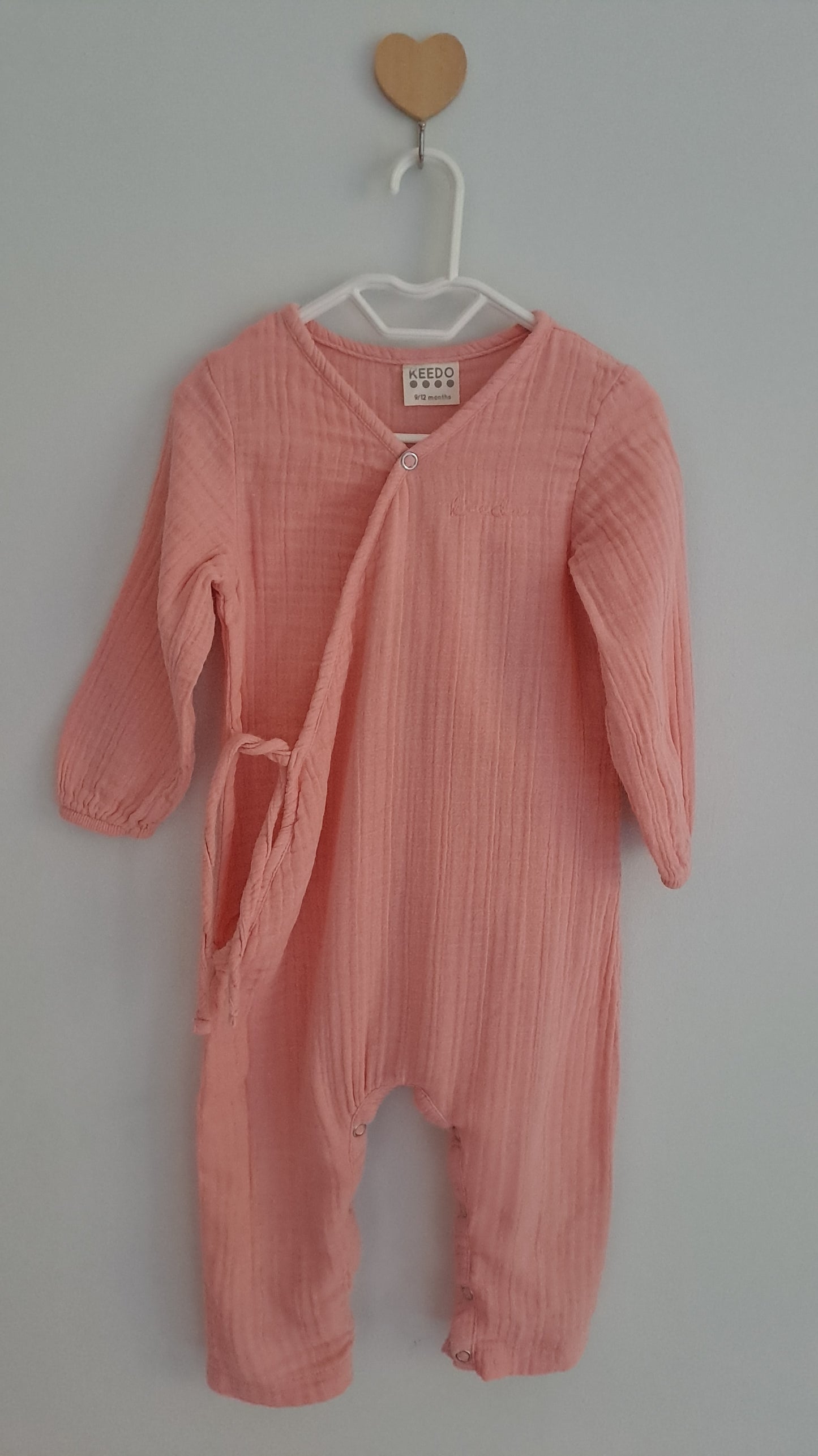 Keedo Pink Muslin Wrap Around Onesie 9-12 Months