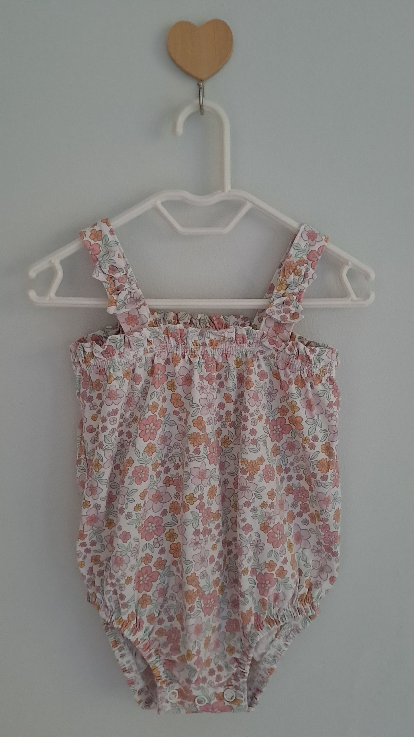 Vintage Feel Floral Bodysuit with Ribbon Sleeves Woolworths 3-6 Months