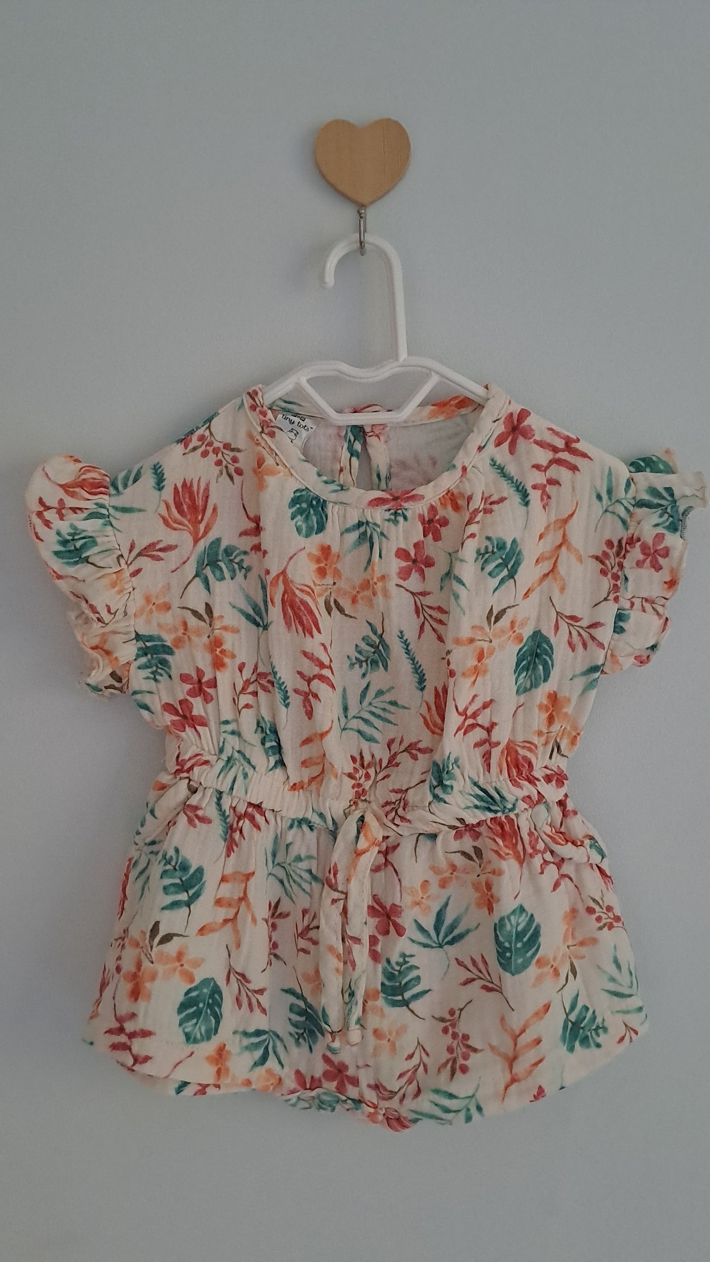 Muslin Leaf & Flower Romper with Frilly Sleeves Pick n Pay 3-6 Months