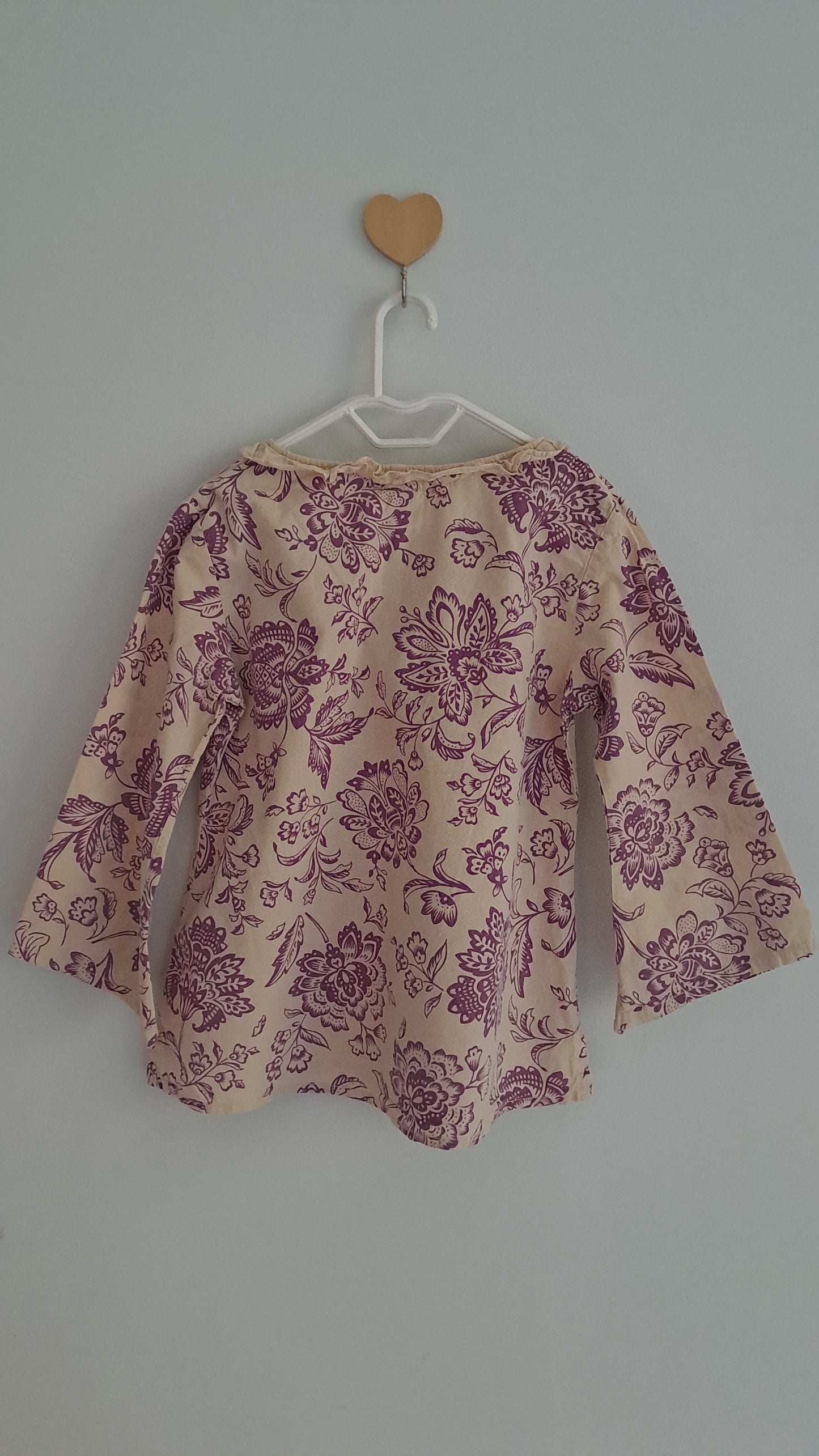 Beige & Purple Floral Kurta-Style Top Zara 3-4 Years