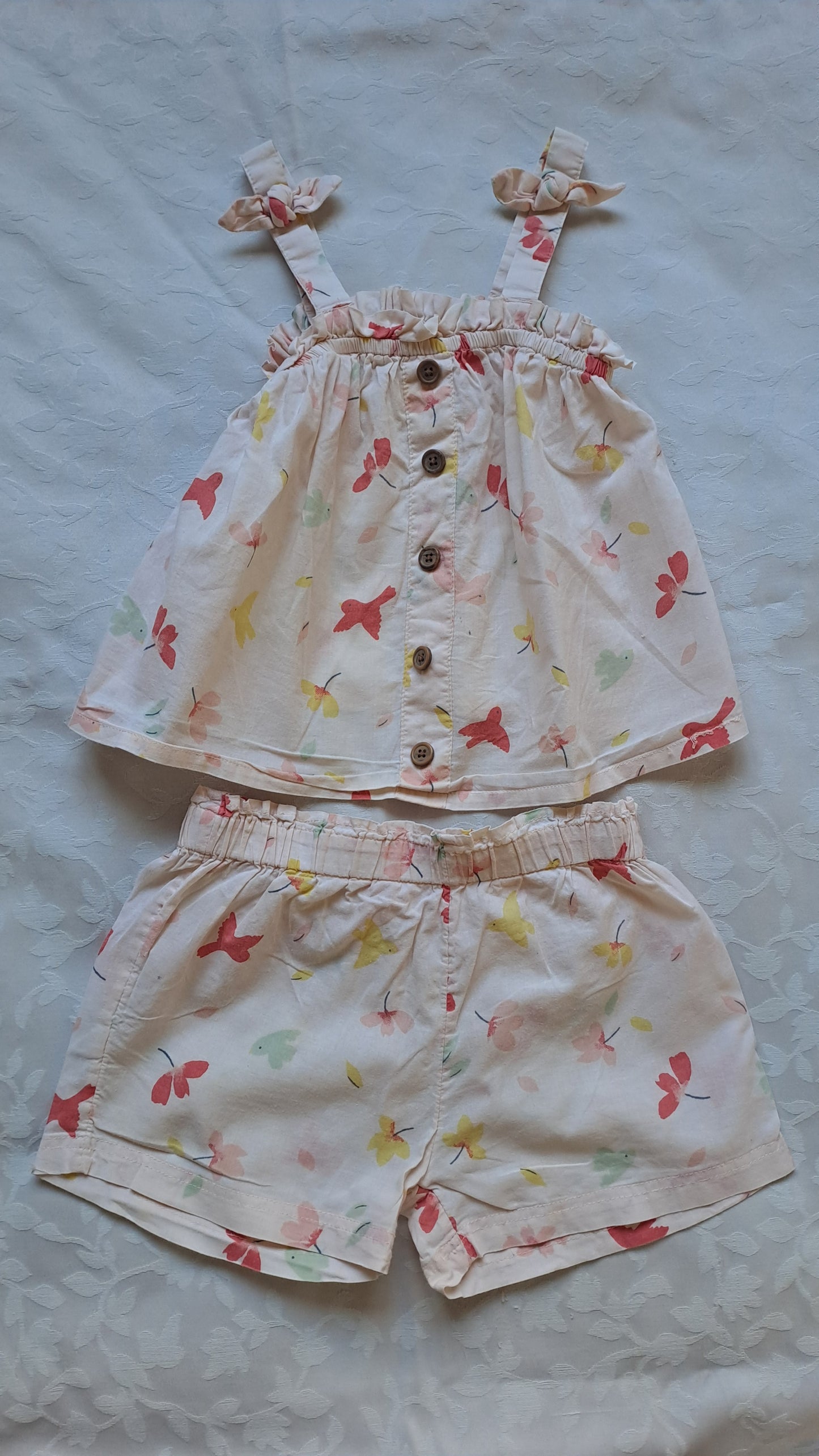 Woolworths Light Peach Birds & Flowers Set 12-18 Months