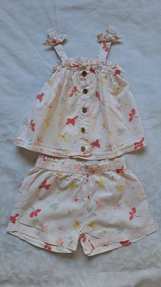 Woolworths Light Peach Birds & Flowers Set 12-18 Months