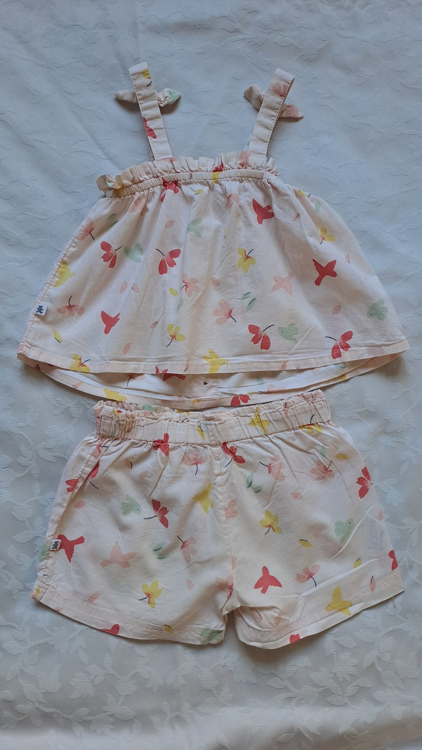 Woolworths Light Peach Birds & Flowers Set 12-18 Months