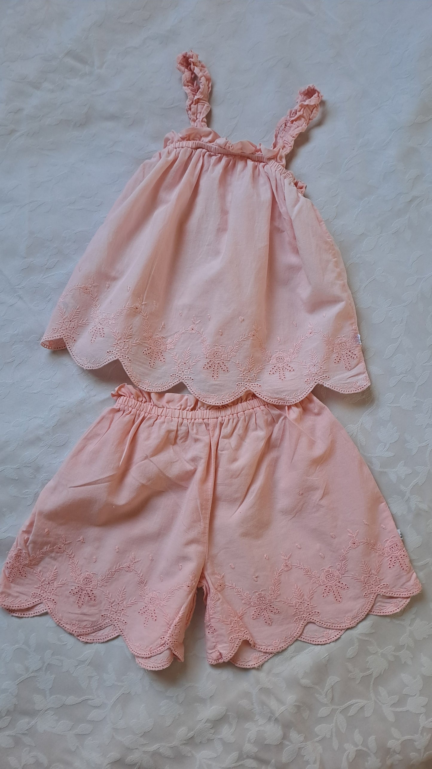 Peach Anglais Lace Playset Top & Pants  Woolworths 18-24 Months