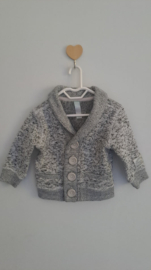 Ackermans Grey Melange Jersey with Buttons 6-12 Months