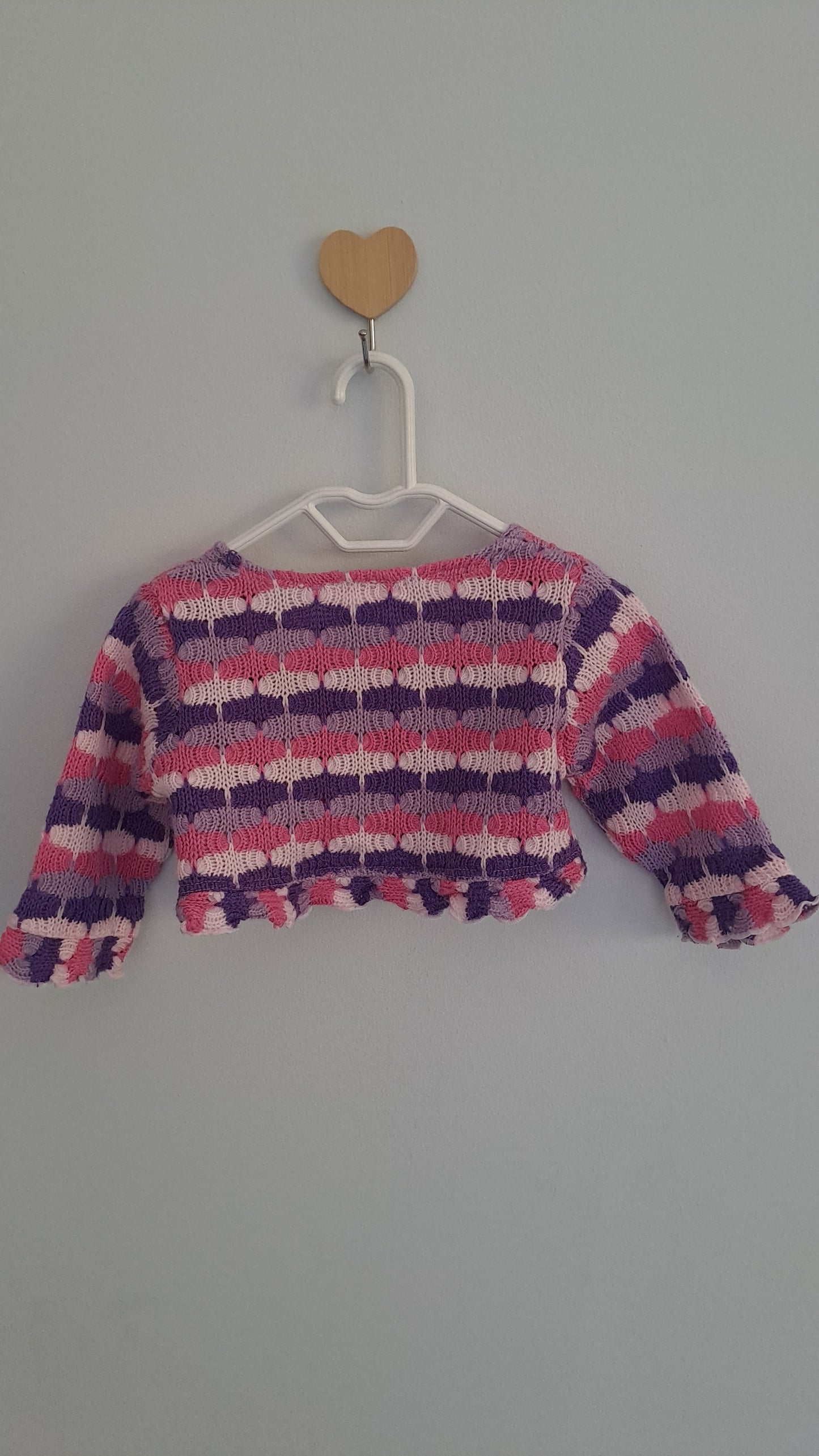 Little Lass Pink & Purple Striped Knit Shrug 0-3 Months