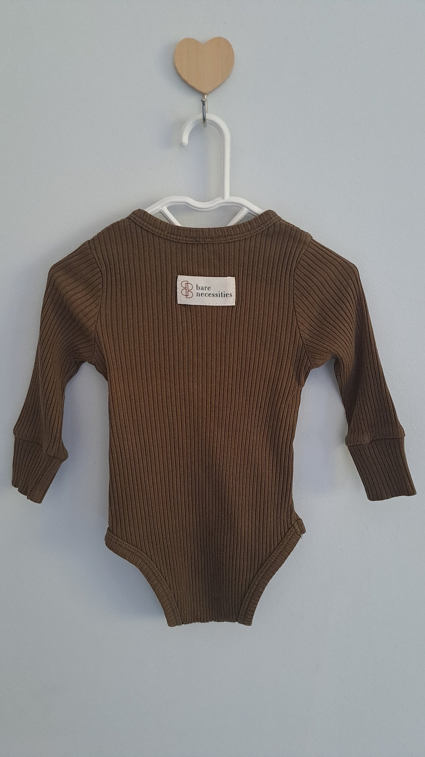 Bare Necessities Olive Green Ribbed Henley Long Sleeve Bodysuit Newborn 0-1 Month