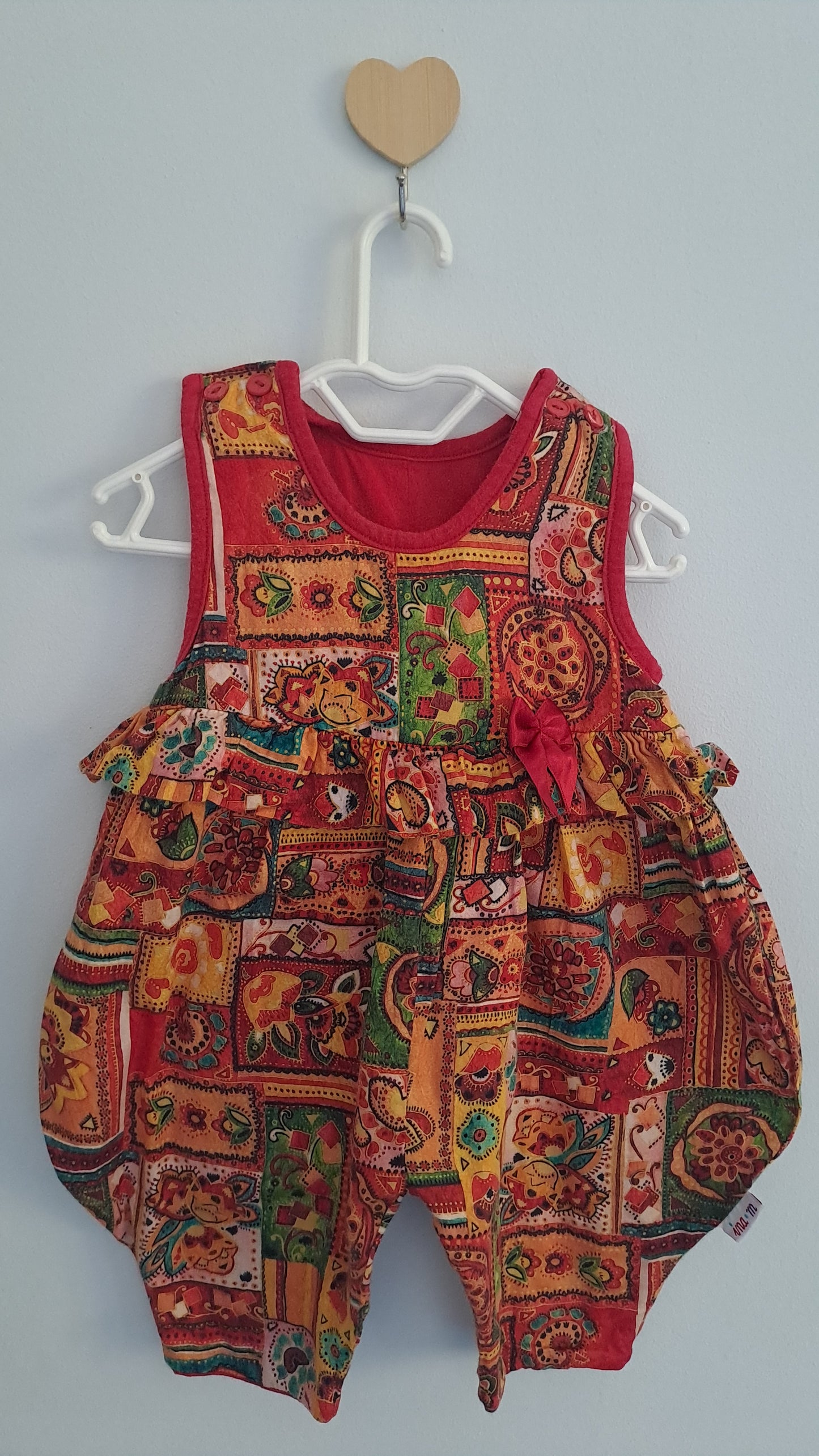ima Baby Sleeveless Tiered Patchwork Romper 6-12 Months