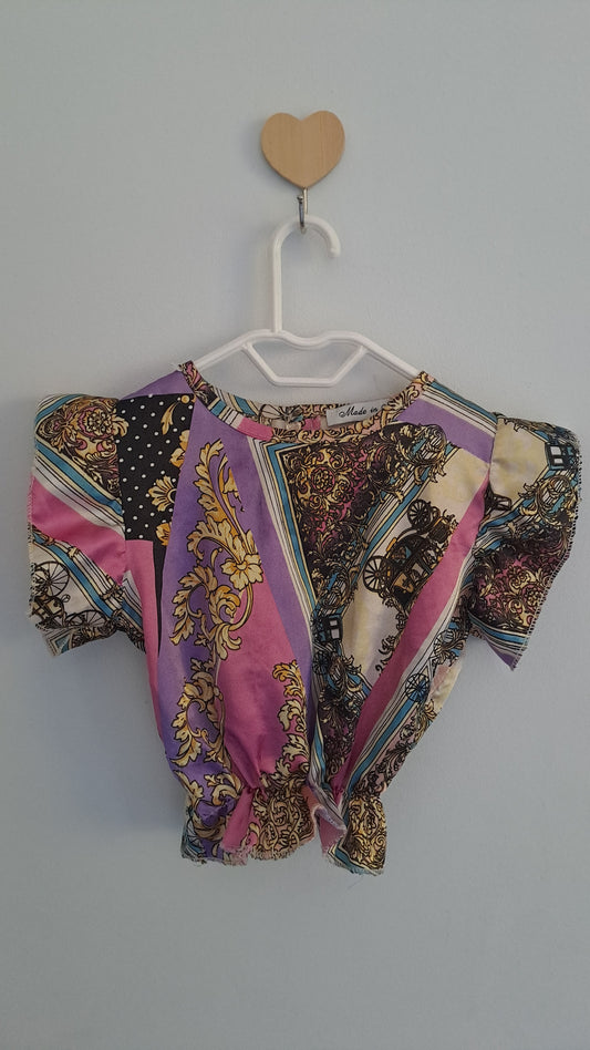 Satin Feel Purple Ruffle Sleeve Top 6-12 Months
