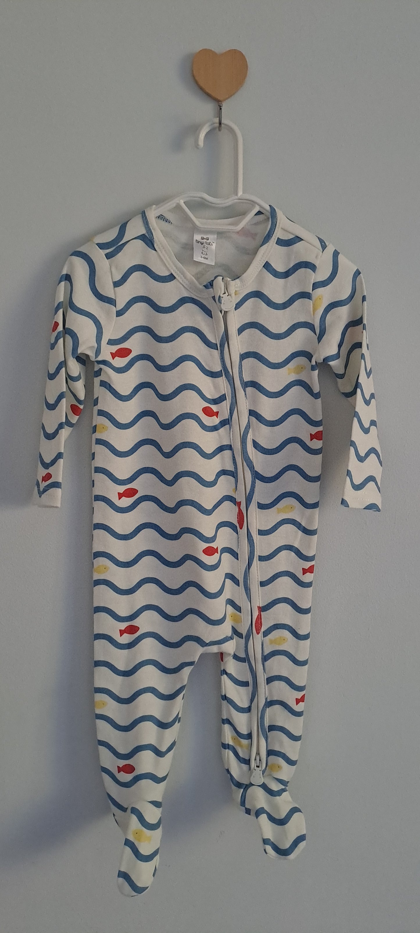 Tiny Tots White Ocean Print Onesie 3-6 Months