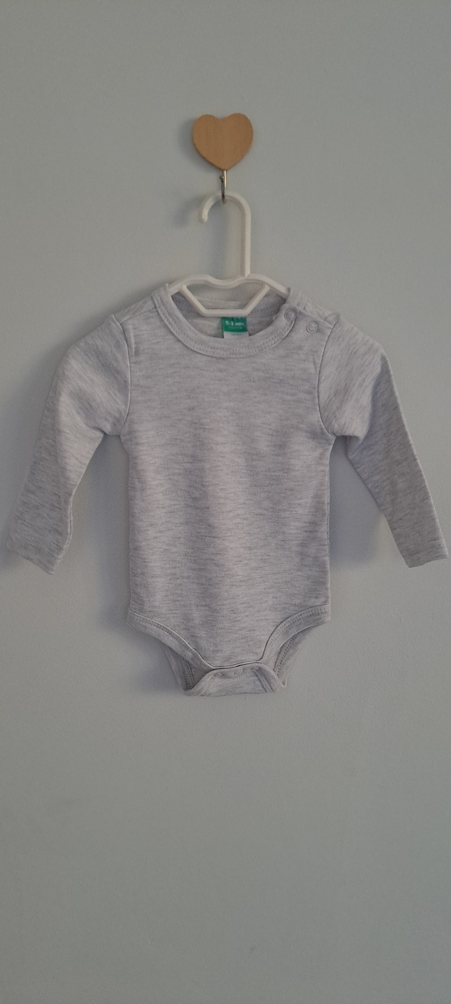 Ackermans Grey Long Sleeve Bodysuit 0-3 Months