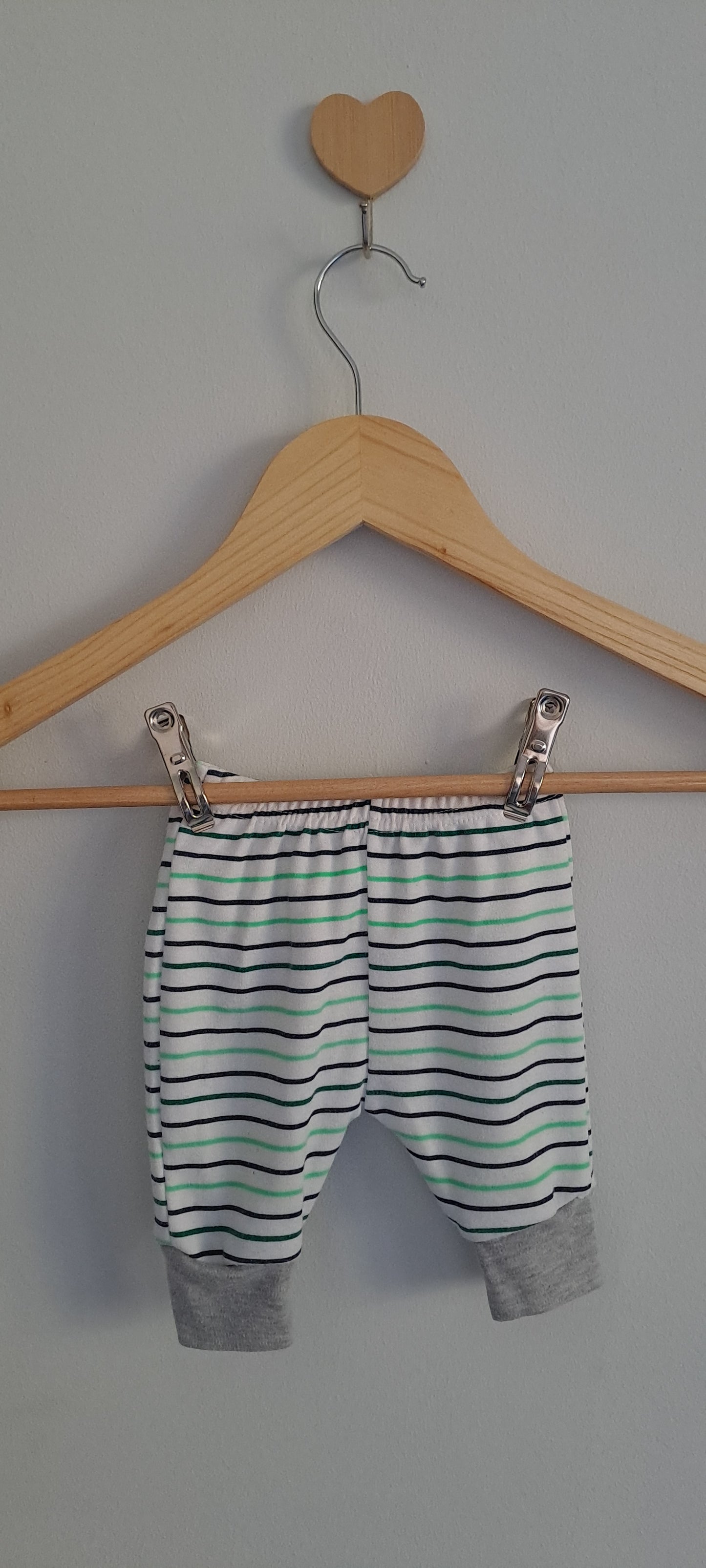 Cuddlesome Green & White Striped Pants Newborn