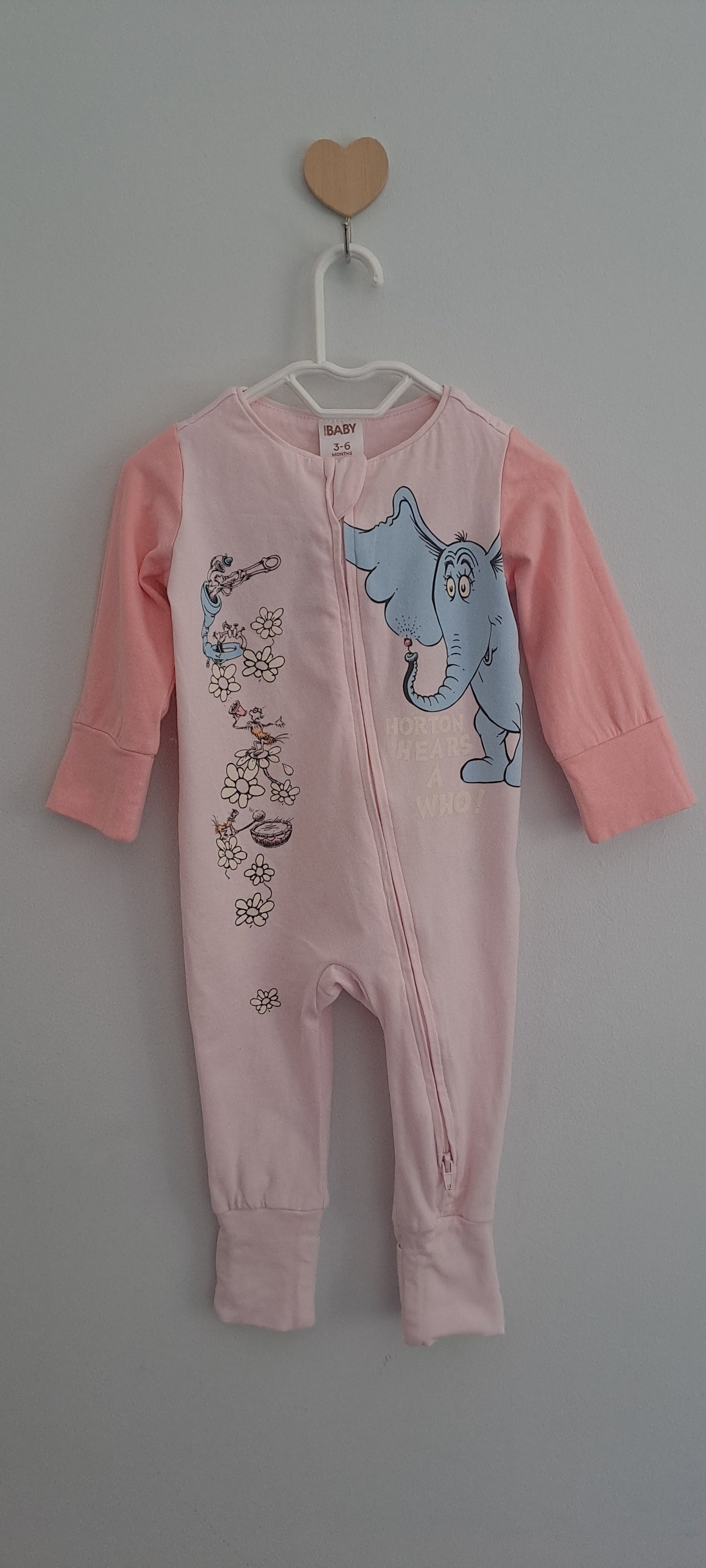Cotton On Baby Light Pink Horton Hears a Who Onesie 3-6 Months