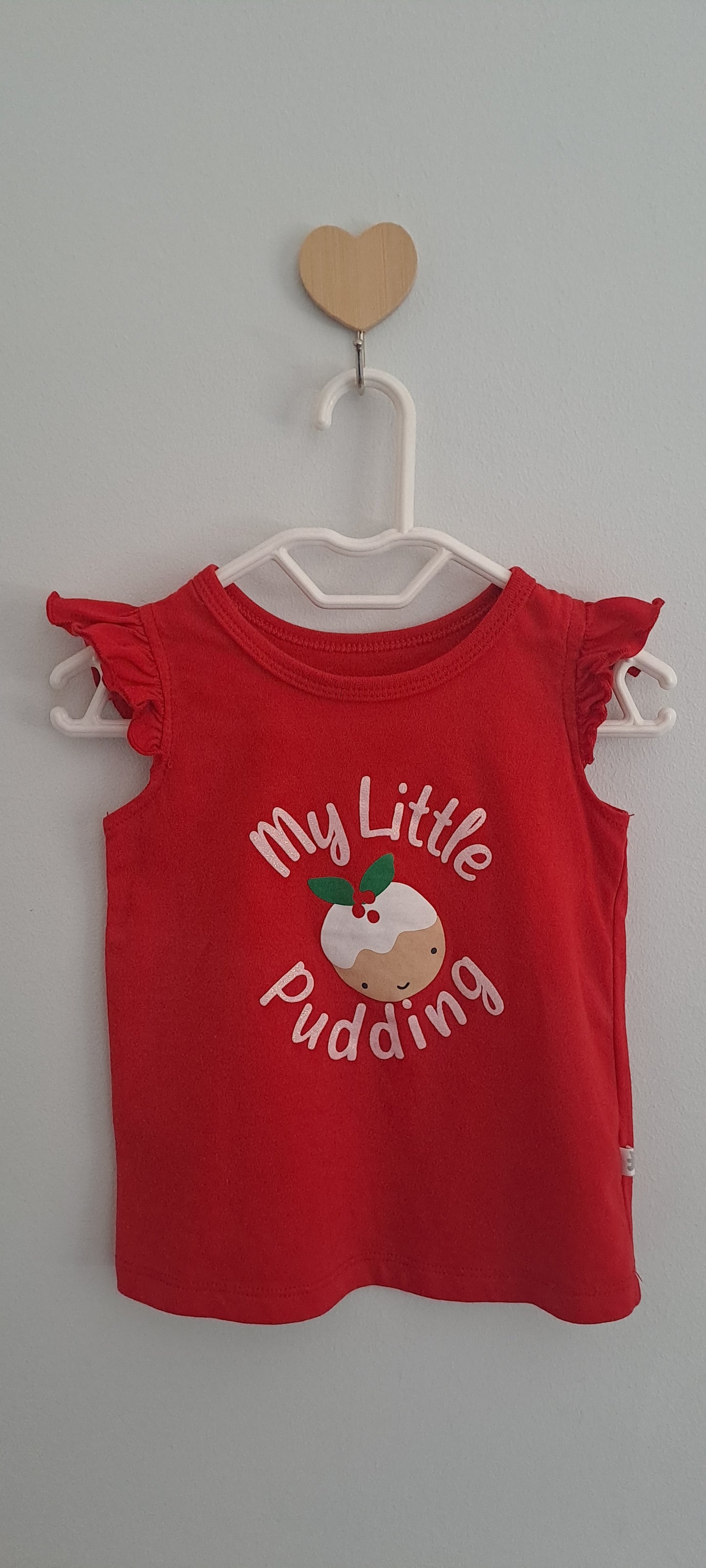 Woolworths Red Ruffled Sleeve My Little Pudding Top 3-6 Months
