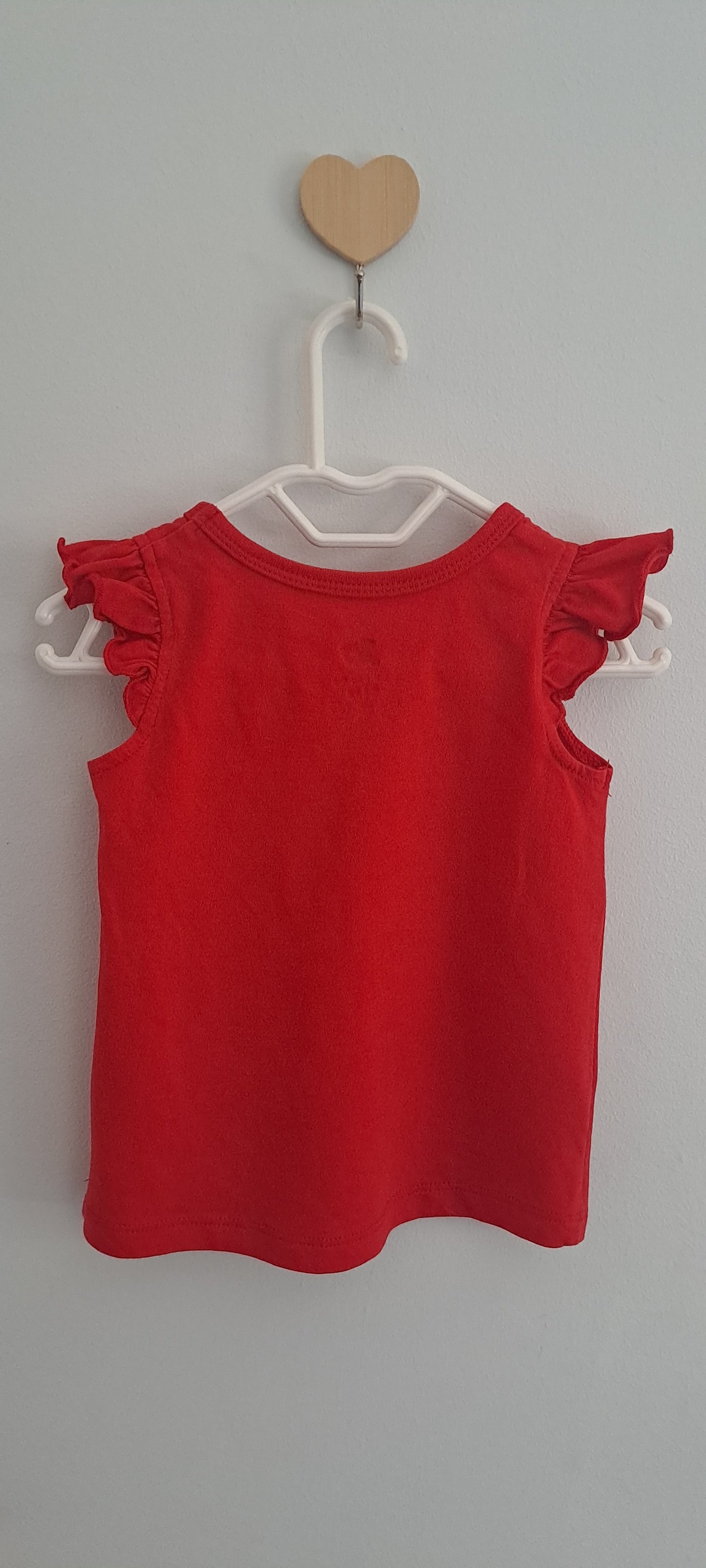 Woolworths Red Ruffled Sleeve My Little Pudding Top 3-6 Months