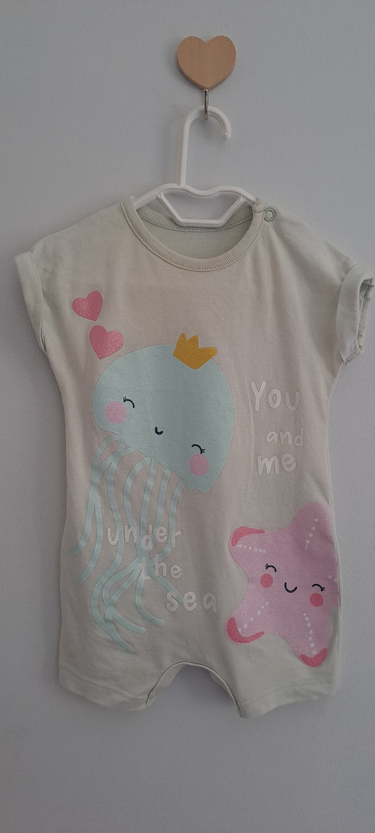 Woolworths Pastel Green You & Me Under the Sea Onesie 1-3 Months