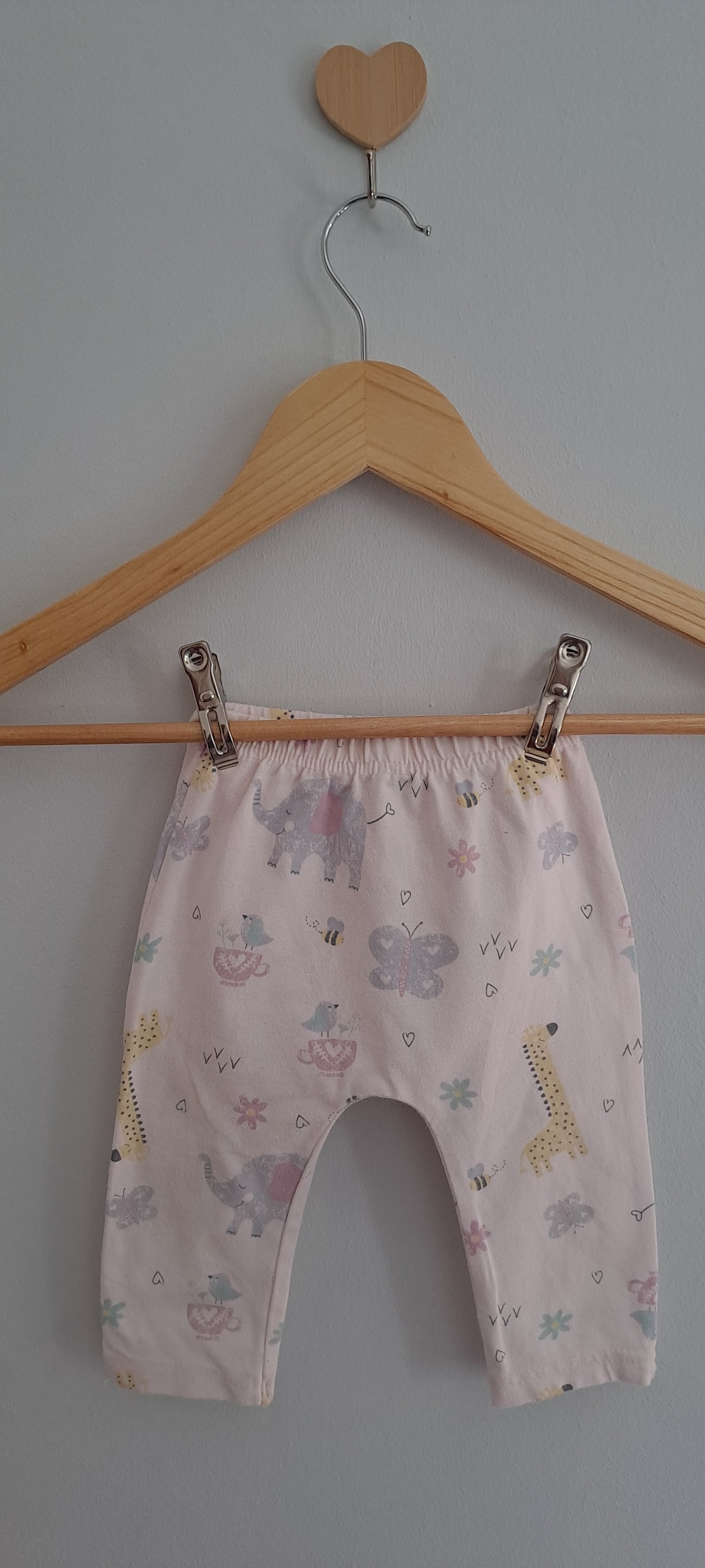 Tiny Tots Light Pink Elephant Butterfly & Bee Print Leggings 3-6 Months