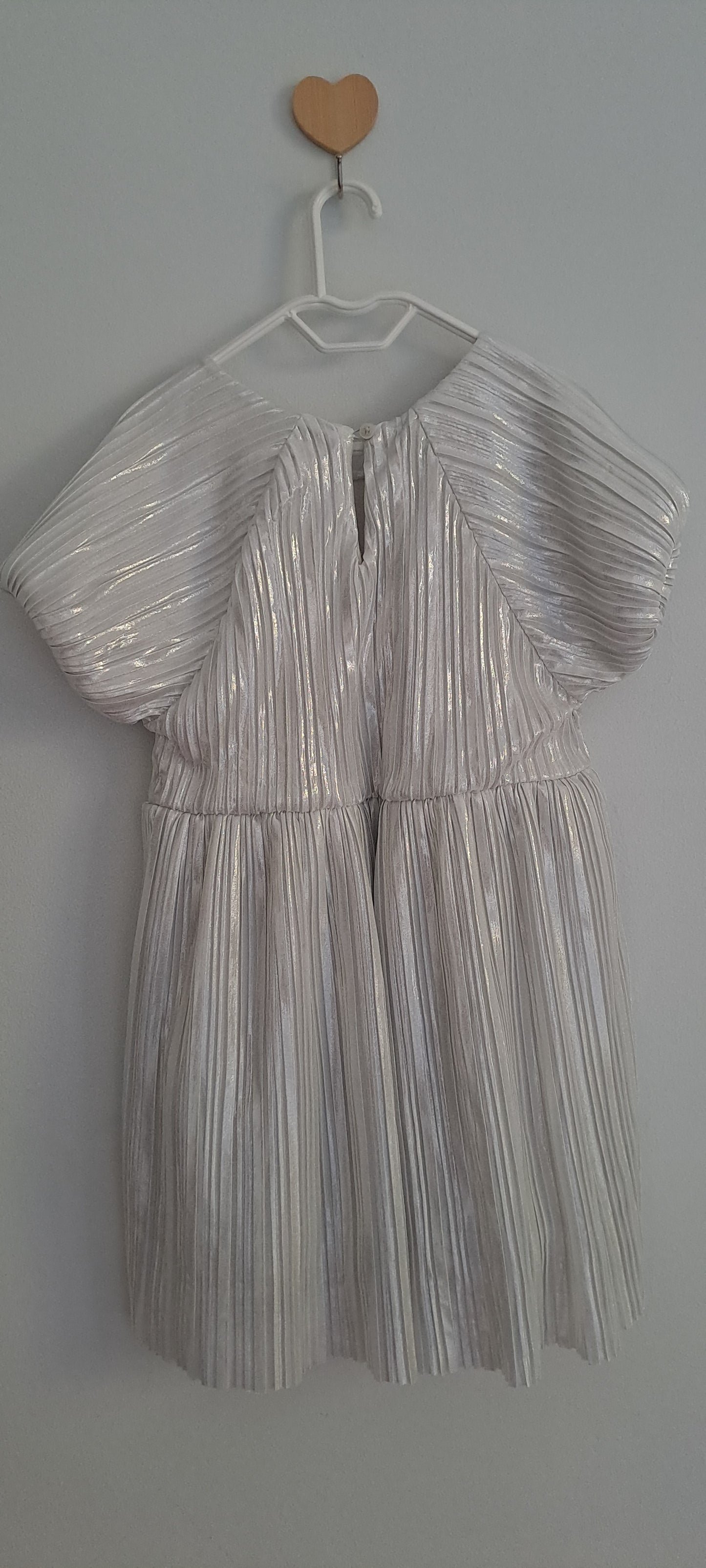 Zara Kids Metallic Silver Pleated Party Dress 4-5 Years