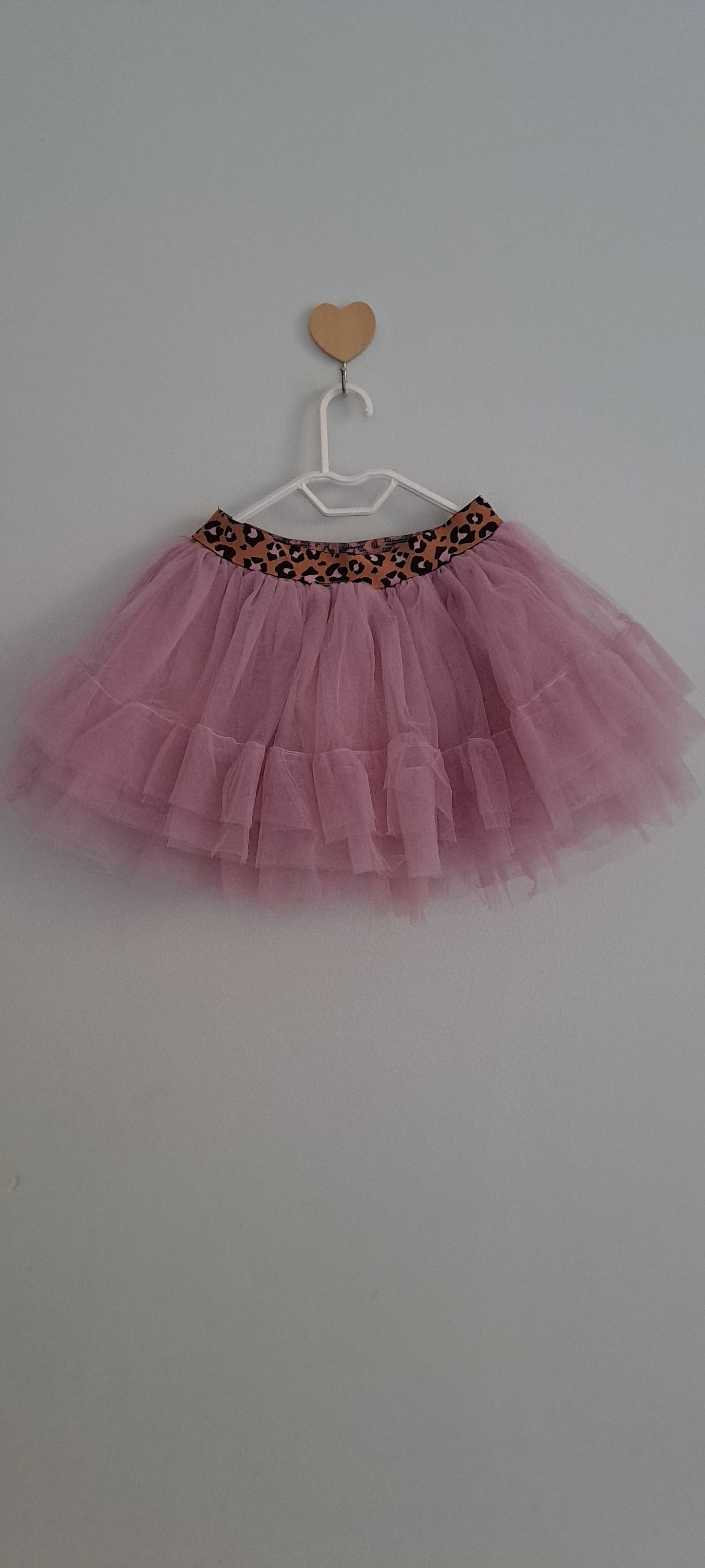 Cotton On Kids Pink Tulle Tutu Skirt with Leopard Print Waistband 1-2 Years