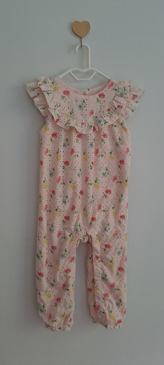 Janie and Jack Floral Eyelet Ruffle Jumpsuit 18-24 Months