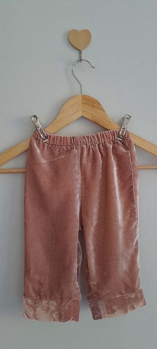 Zara Kids Mauve Pink Velour Wide-Leg Trousers 18-24 Months