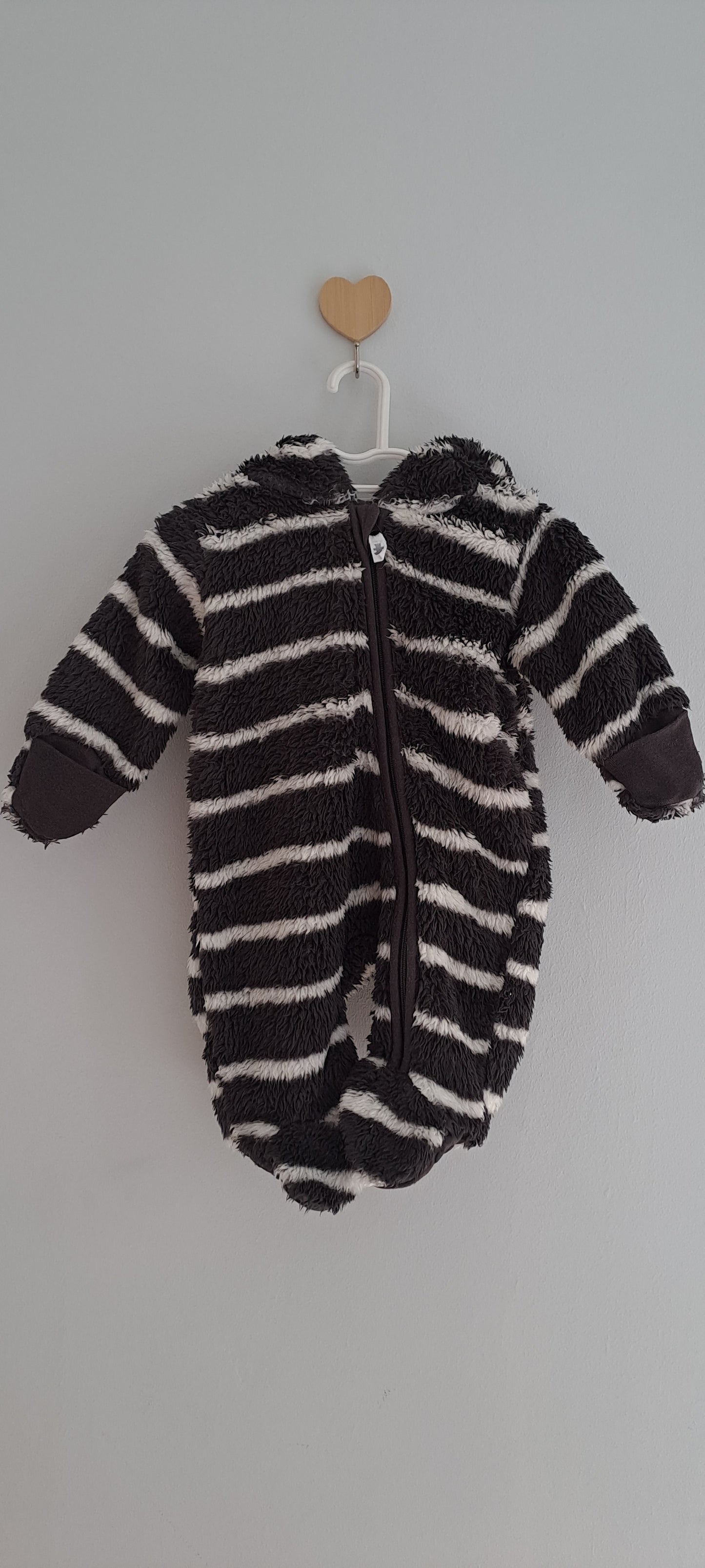 Woolworths Striped Sherpa Jumpsuit Newborn