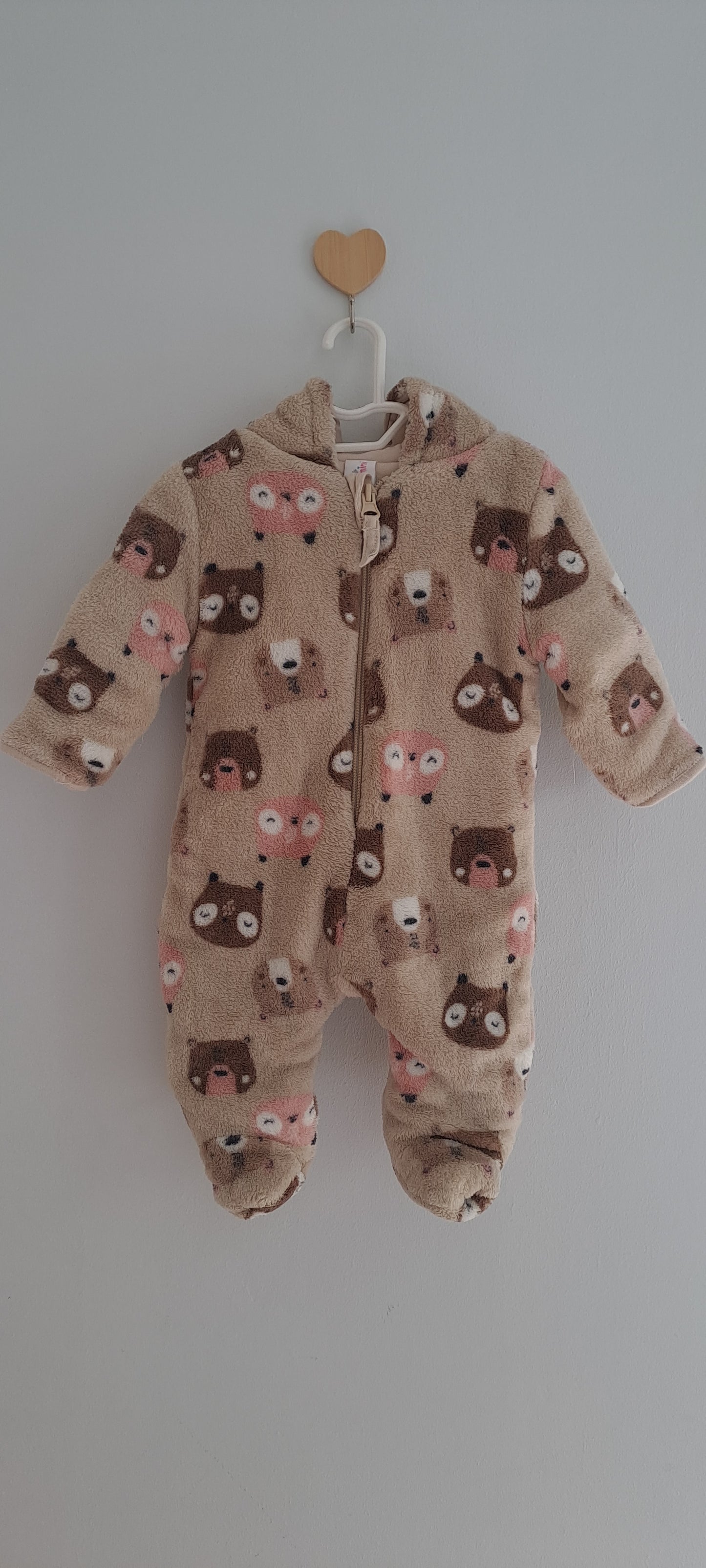 Topomini Bear Print Sherpa Romper 56cm