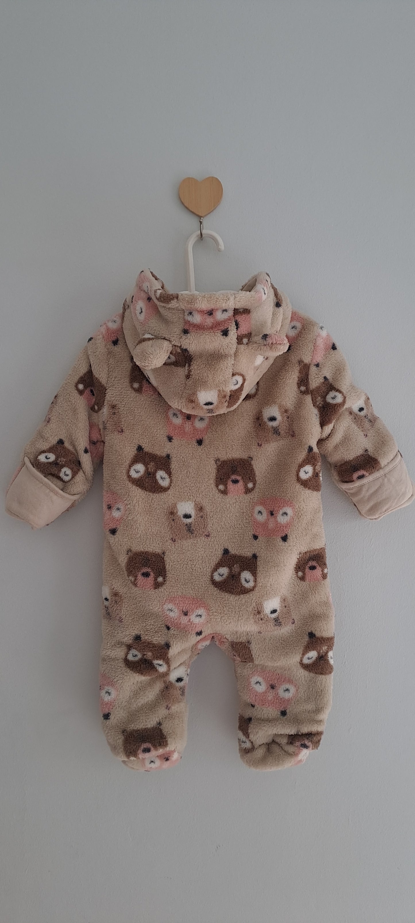 Topomini Bear Print Sherpa Romper 56cm