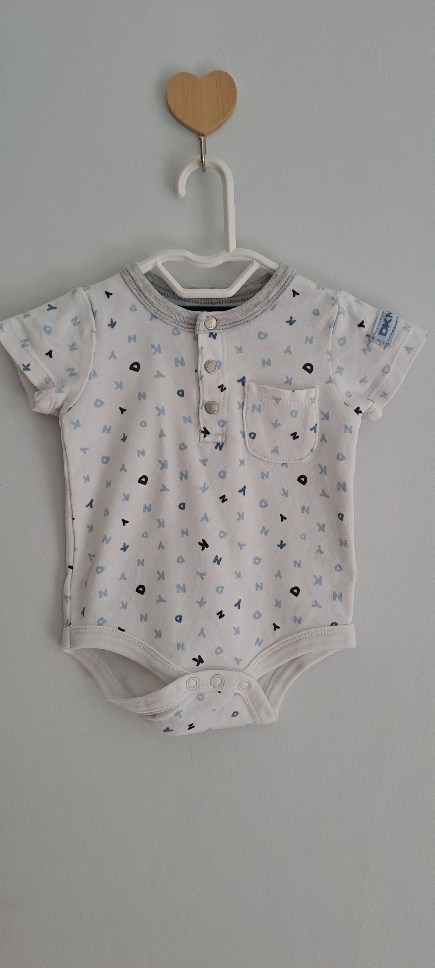 DKNY Alphabet Print Henley Bodysuit 0-3 Months