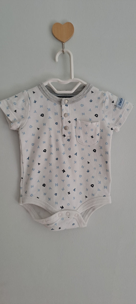 DKNY Alphabet Print Henley Bodysuit 0-3 Months