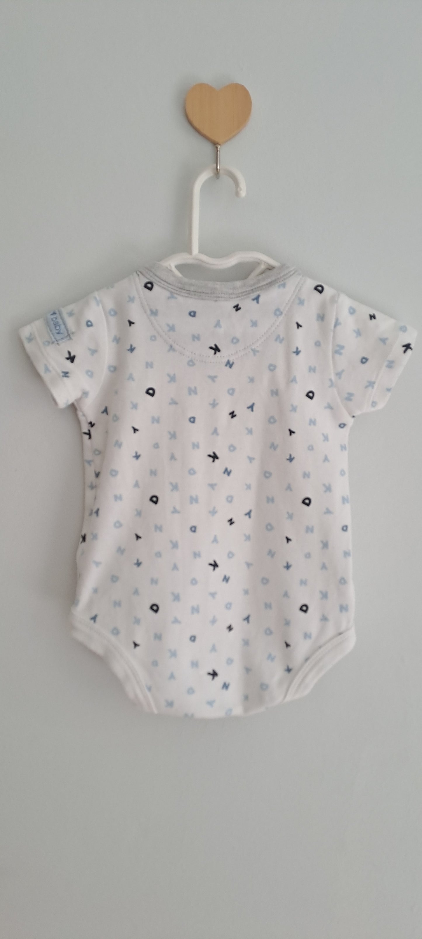 DKNY Alphabet Print Henley Bodysuit 0-3 Months