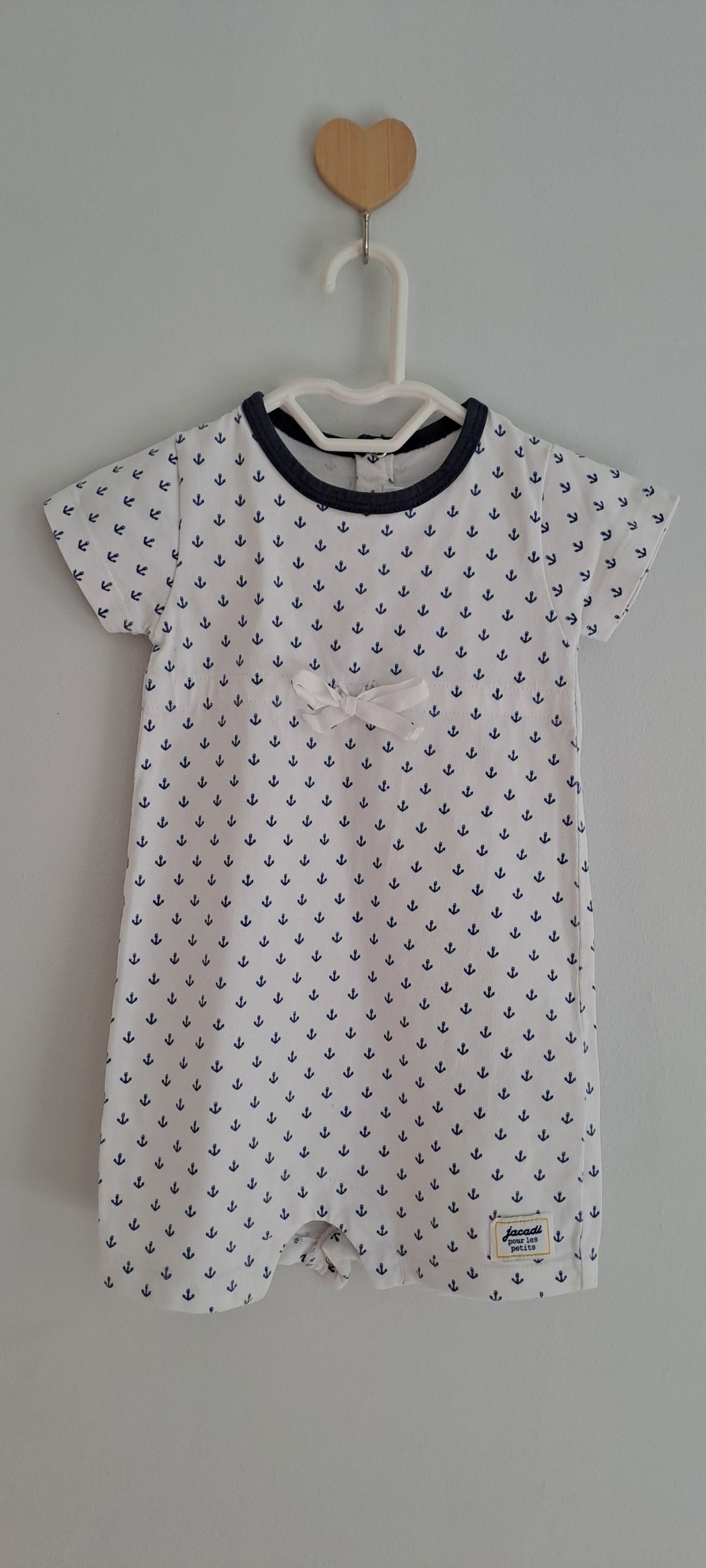 Jacadi Paris Nautical Anchor Print Romper 3-6 Months