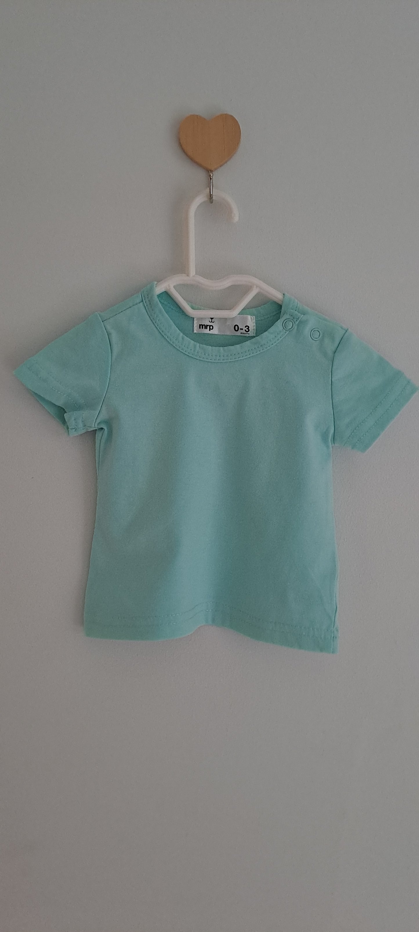 MRP Baby Mint Green Basic Cotton T-Shirt 0-3 Months