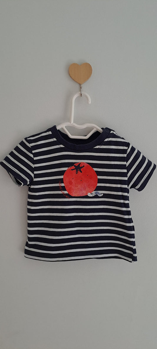 Lupilu Nautical Stripe Apple Appliqué T-Shirt 62/68 (2-6 Months)