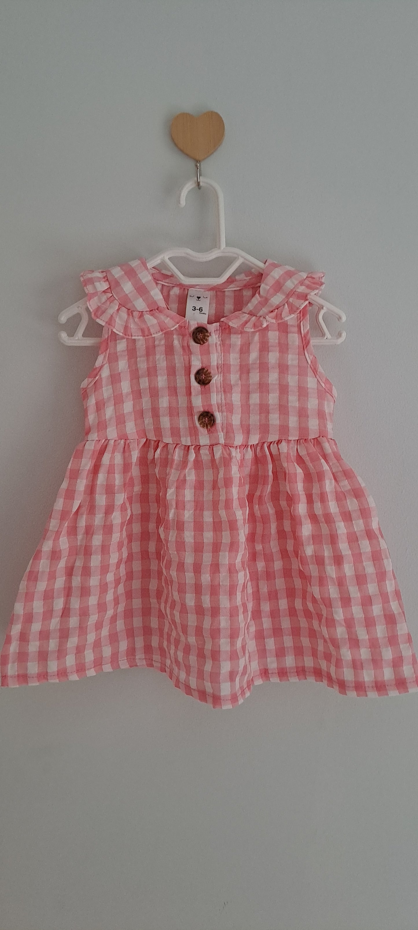 MRP Baby Pink Gingham Ruffle Dress 3-6 Months