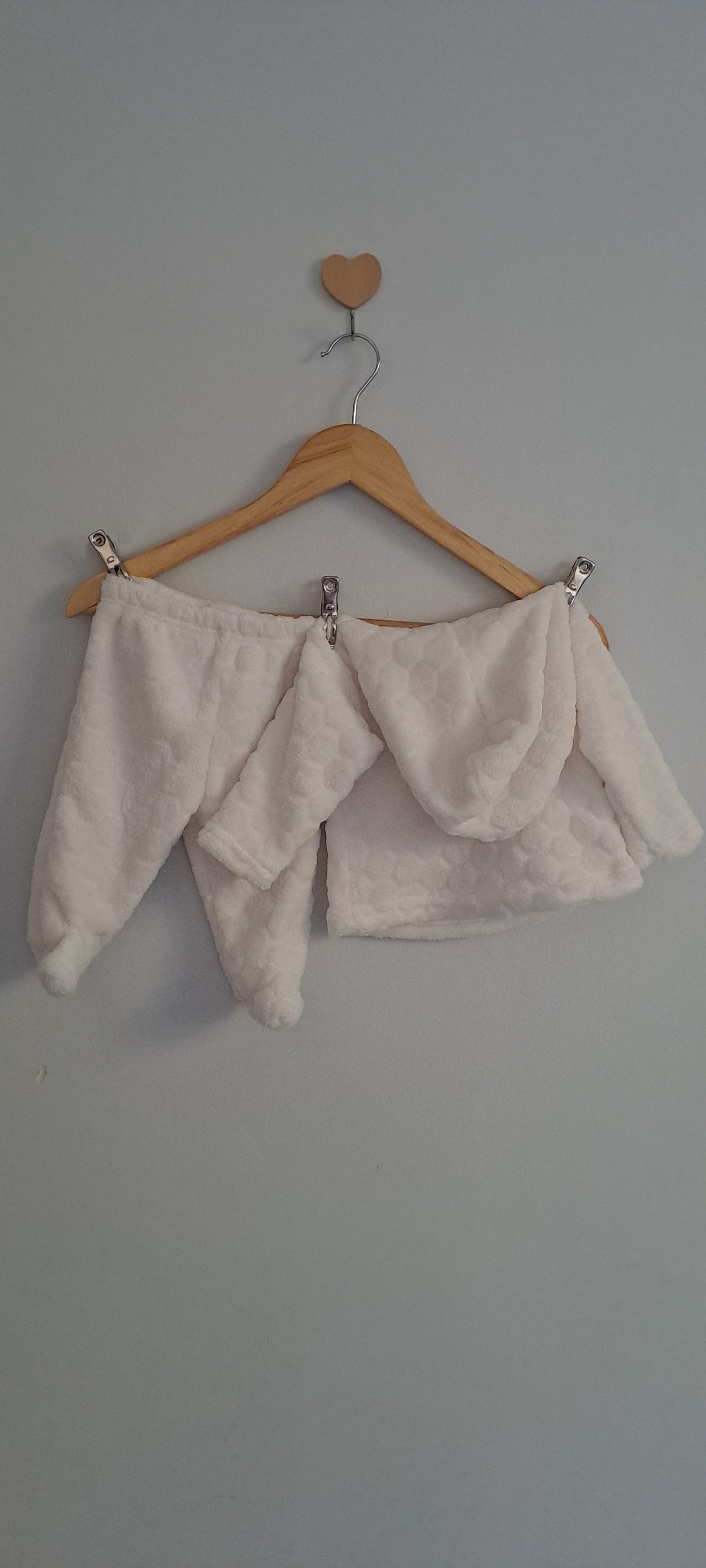 MRP RT Baby White Bubble Fleece Hoodie & Footed Trousers Set 0-3 Months