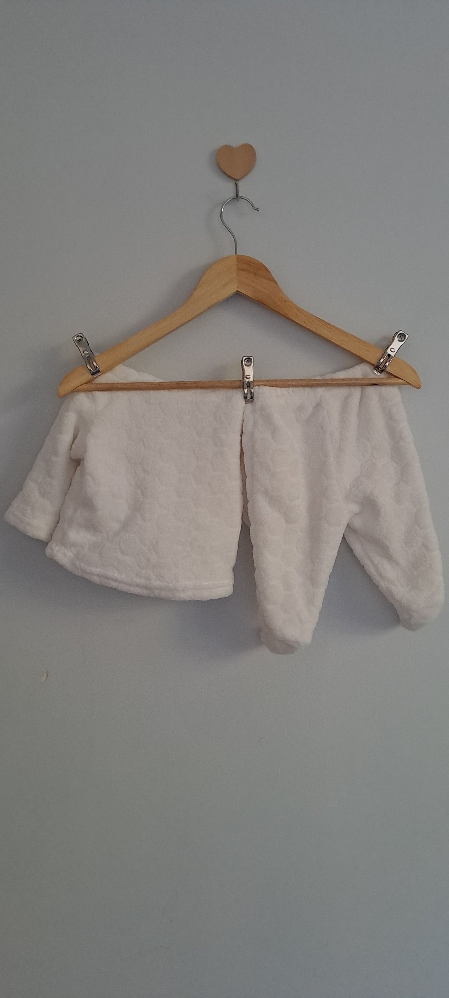 MRP RT Baby White Bubble Fleece Hoodie & Footed Trousers Set 0-3 Months