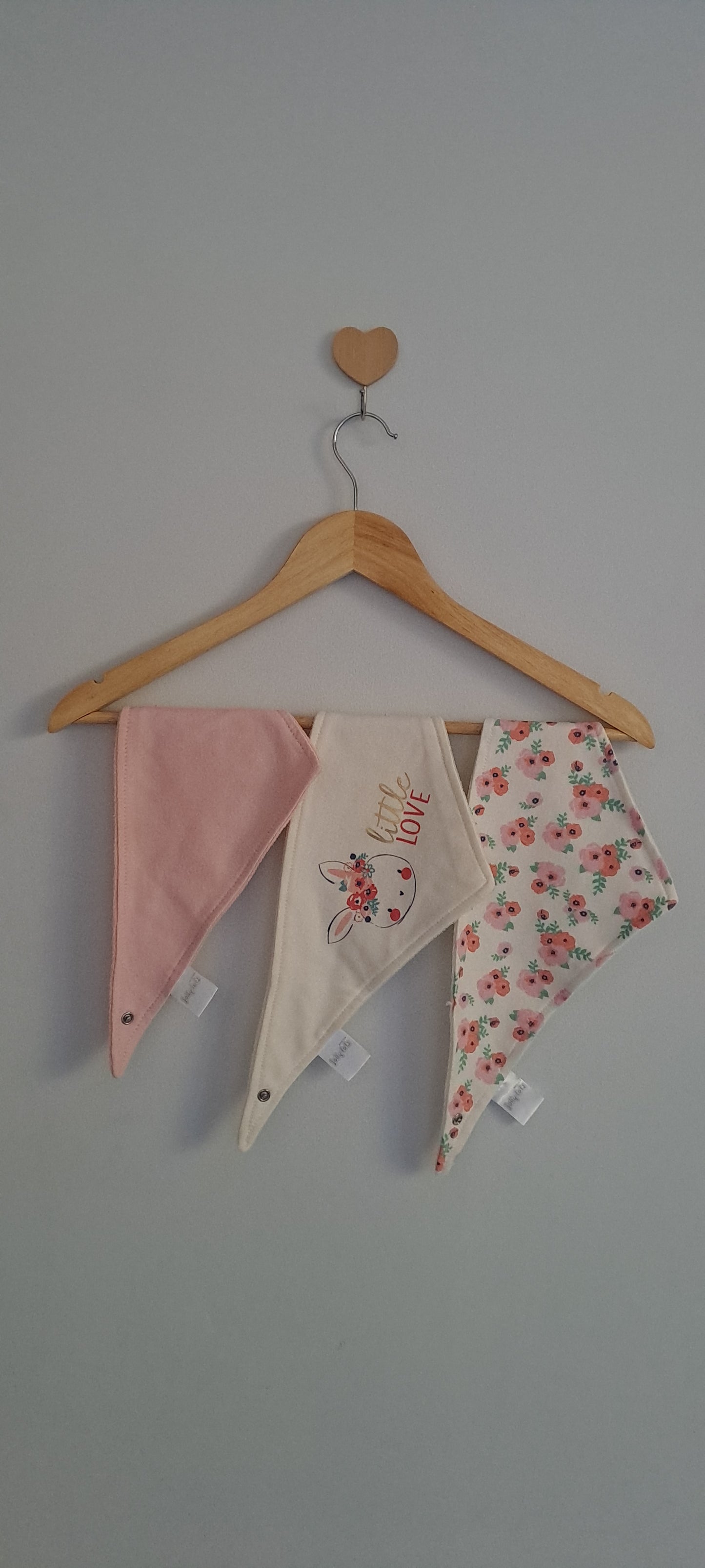 Jolly Tots Pink Floral Bandana Dribble Bibs 3-Pack One Size