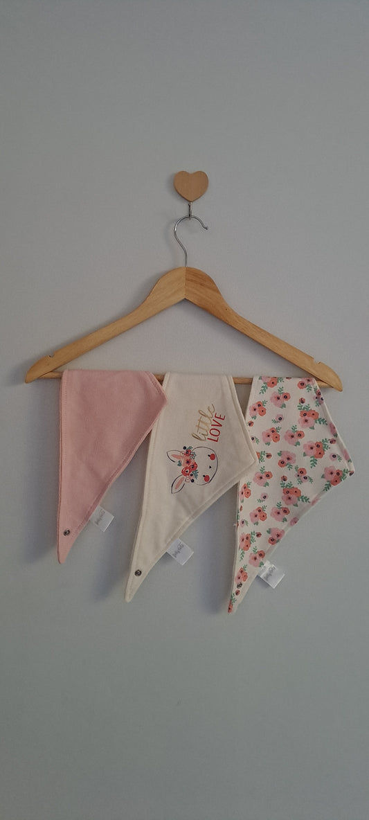 Jolly Tots Pink Floral Bandana Dribble Bibs 3-Pack One Size