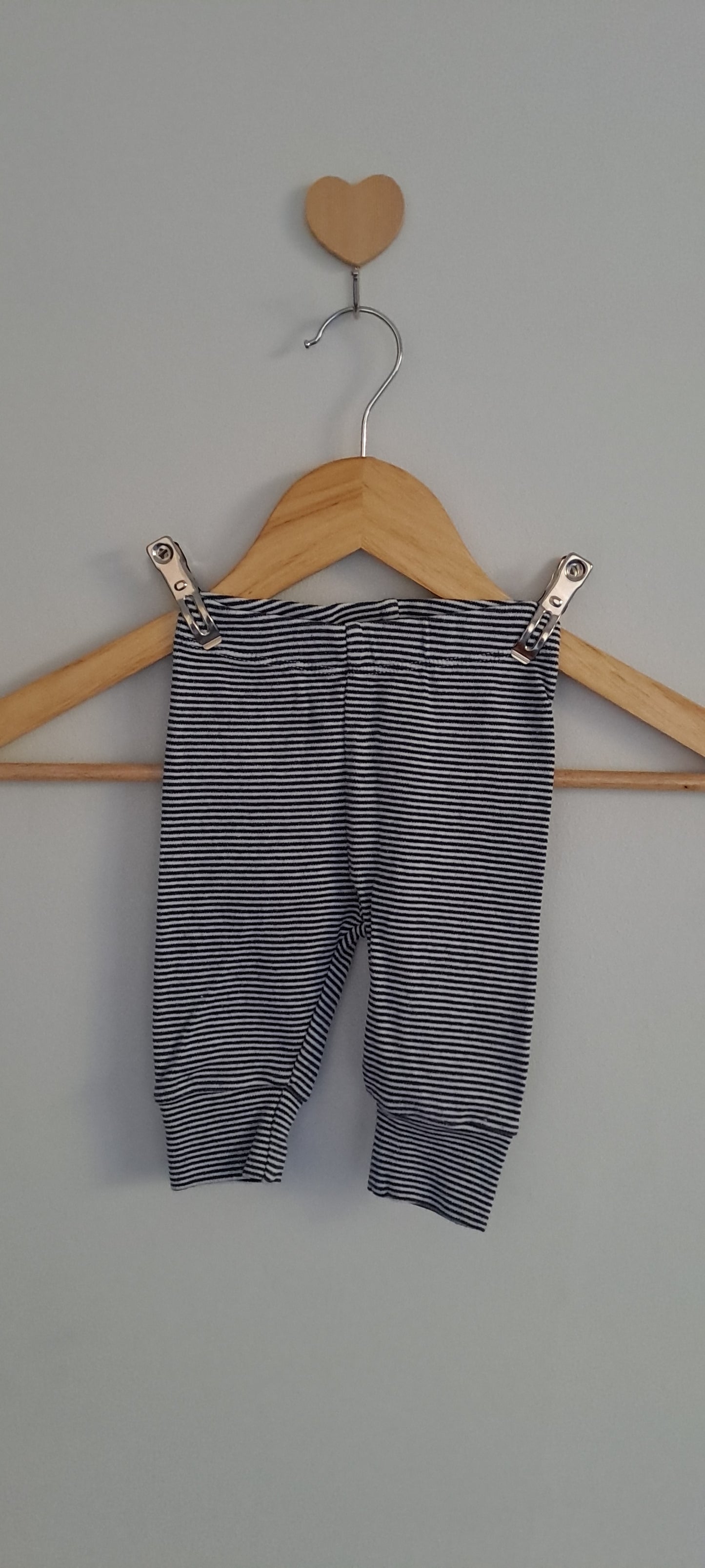 Topomini Navy & White Stripe Cotton Leggings Size 50/56 (Newborn–2 Months)